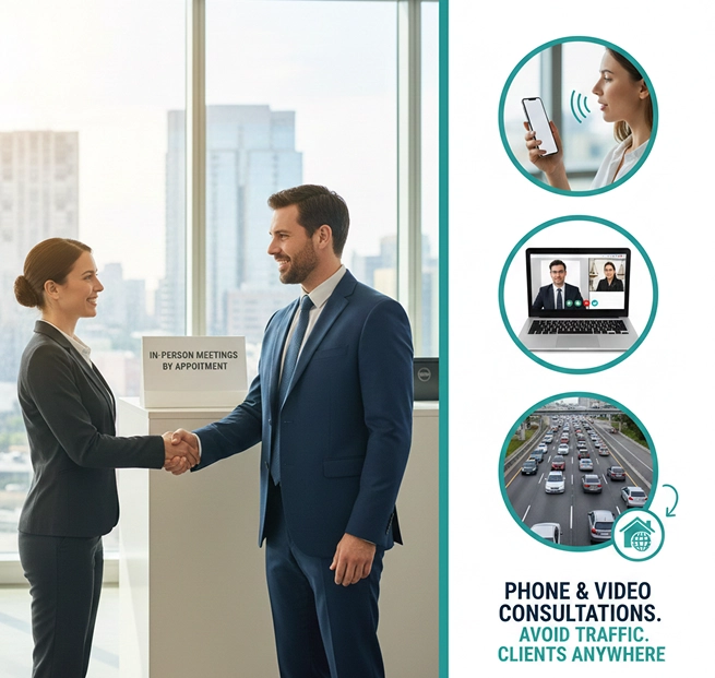 client meeting with a divorce attorney in Austin