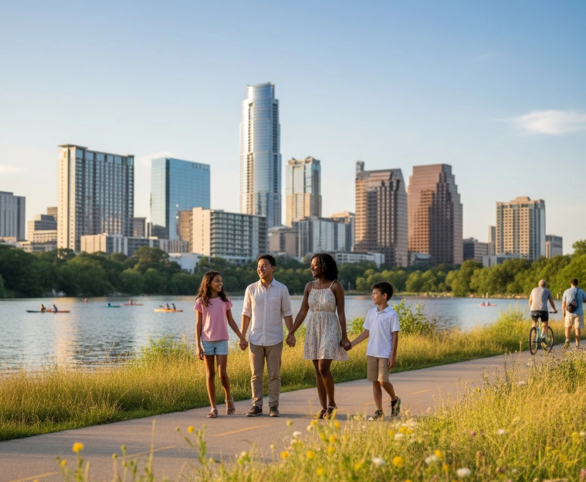 Family walking together after meeting with Austin Divorce and Family lawyers